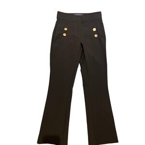 JL Atelier Pants Women's Size XS Black Sailor Button‎ Flare High Rise Classic